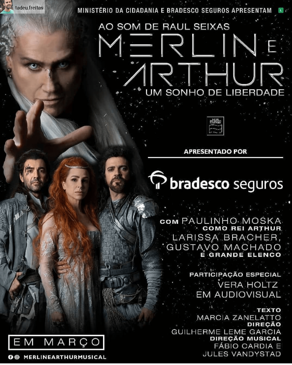 Vera Holtz, como Merlin, de Pinching modelo Ponta, e elenco